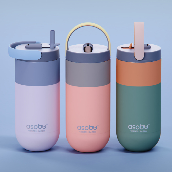 ASOBU Orbit 0,9 l - butelka termiczna ze stali nierdzewnej ze słomką