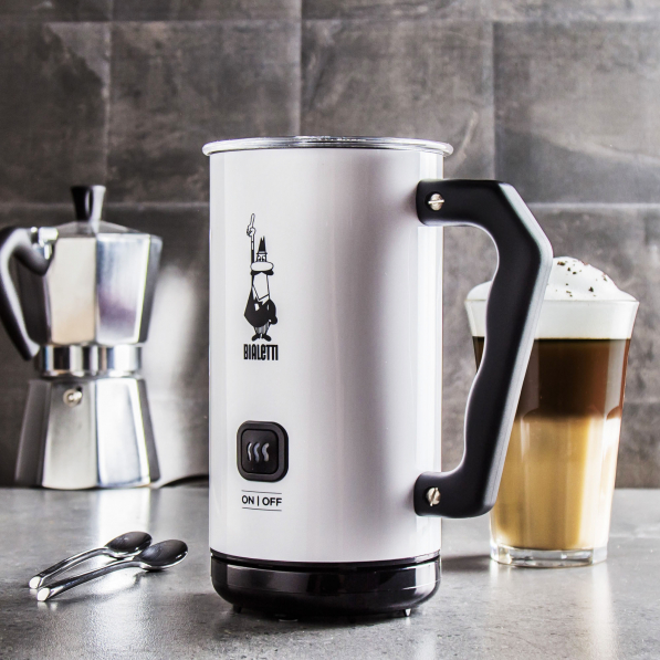 BIALETTI Bianco Milk Frother MKF02 0,3 l biały - spieniacz do mleka elektryczny ze stali nierdzewnej