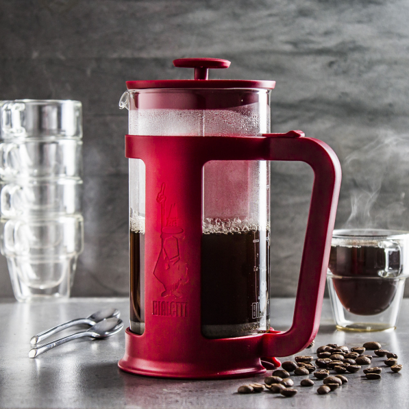 BIALETTI Coffee Press Smart 1 l ciemnoczerwony - french press / zaparzacz do kawy tłokowy szklany