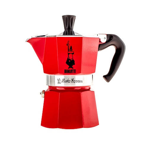 BIALETTI Moka Express na 3 filiżanki espresso (3 tz) czerwona - kawiarka aluminiowa ciśnieniowa 