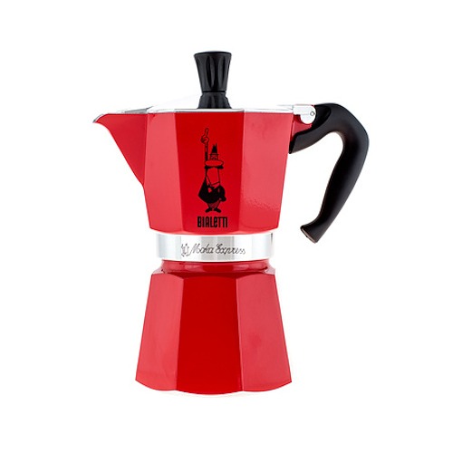 BIALETTI Moka Express na 6 filiżanek espresso (6 tz) czerwona - kawiarka aluminiowa ciśnieniowa 