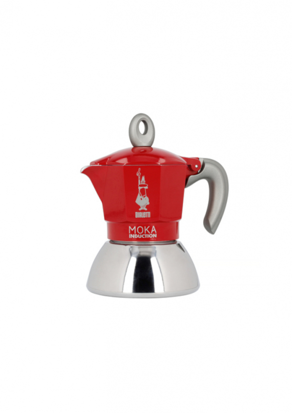 BIALETTI New Moka Induction na 2 filiżanki espresso (2 tz) czerwona - kawiarka aluminiowa ciśnieniowa 
