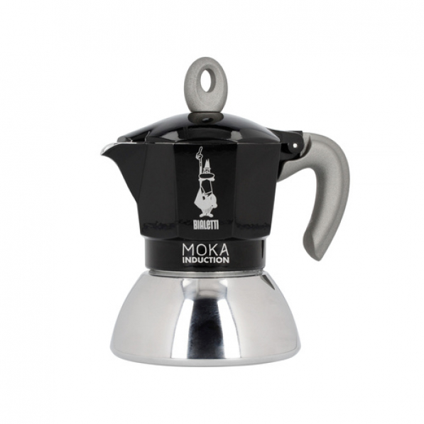 BIALETTI New Moka Induction na 2 filiżanki espresso (2 tz) czarna - kawiarka aluminiowa ciśnieniowa