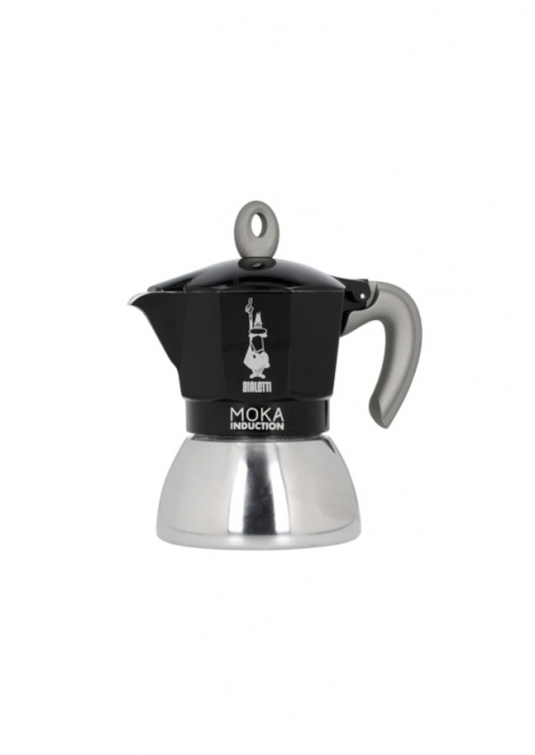 BIALETTI New Moka Induction na 4 filiżanki espresso (4 tz) czarna - kawiarka aluminiowa ciśnieniowa 