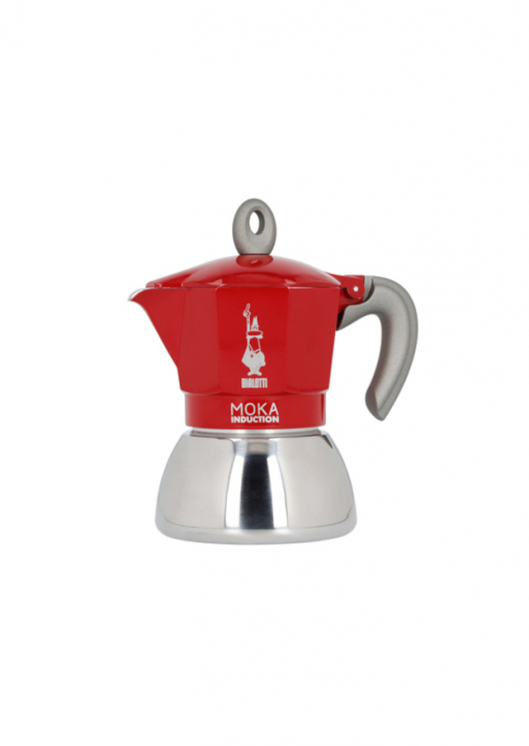 BIALETTI New Moka Induction na 4 filiżanki espresso (4 tz) czerwona- kawiarka aluminiowa ciśnieniowa 