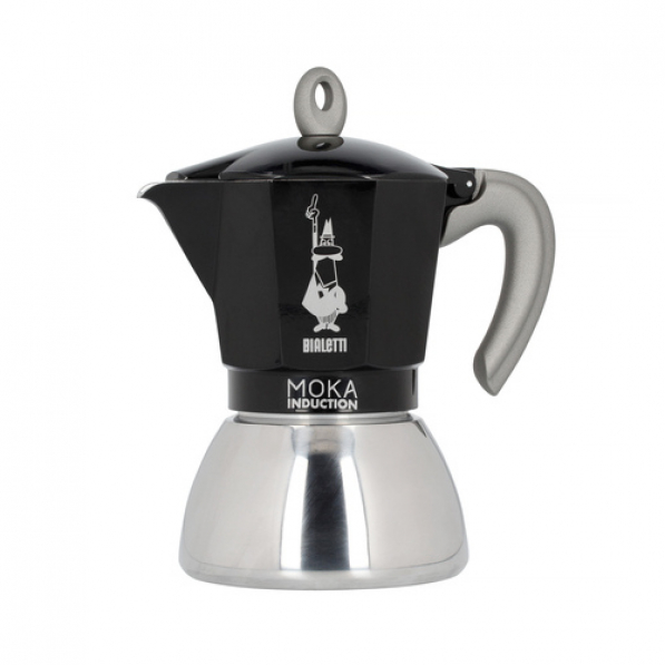 BIALETTI New Moka Induction na 6 filiżanek espresso (6 tz) czarna - kawiarka aluminiowa ciśnieniowa