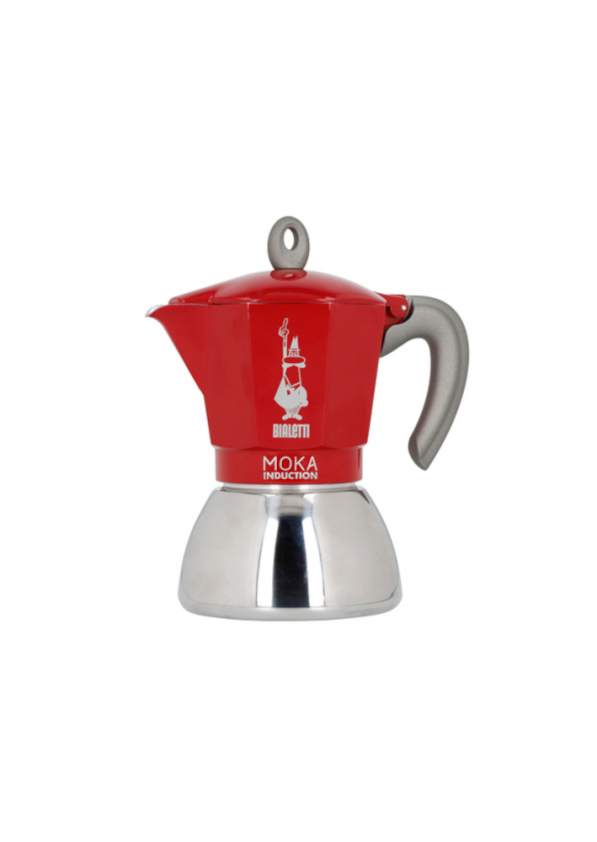 BIALETTI New Moka Induction na 6 filiżanek espresso (6 tz) czerwona - kawiarka aluminiowa ciśnieniowa 