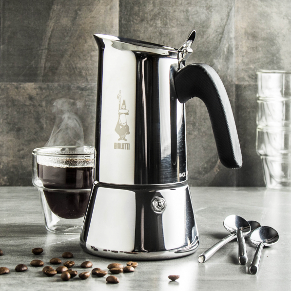 BIALETTI New Venus na 10 filiżanek espresso (10 tz) - kawiarka ze stali nierdzewnej ciśnieniowa