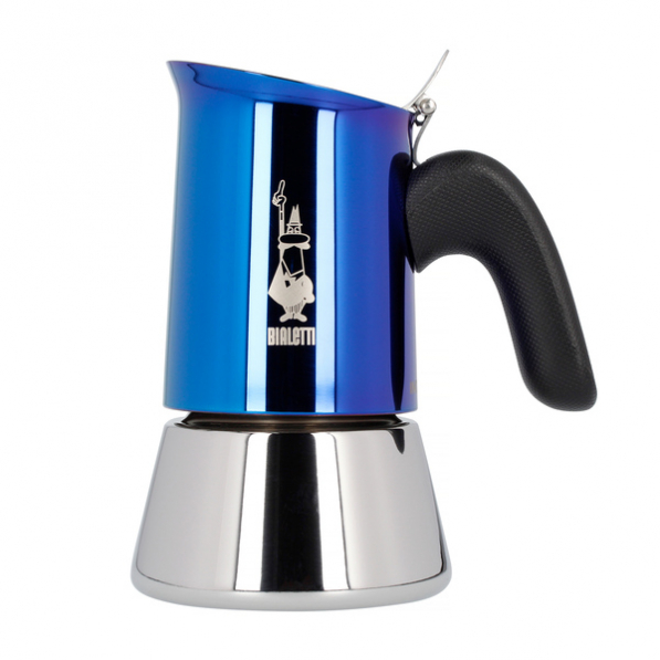 BIALETTI New Venus na 2 filiżanki espresso (2 tz) niebieska - kawiarka ze stali nierdzewnej ciśnieniowa