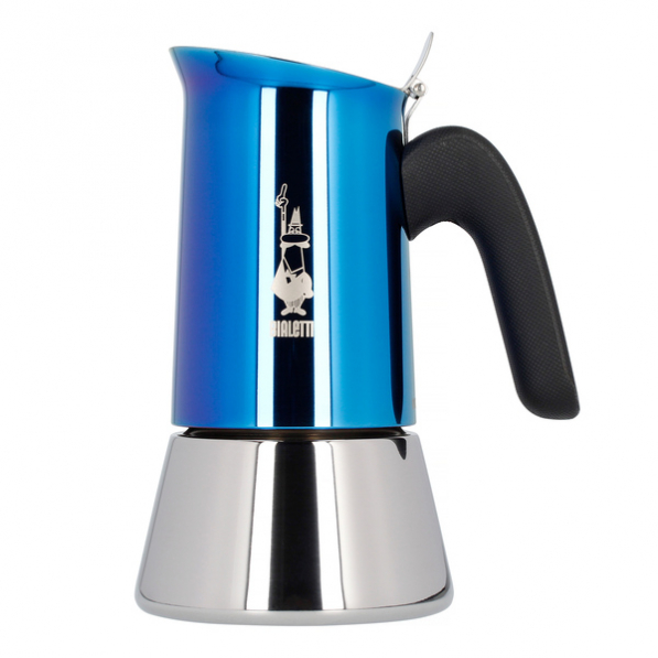 BIALETTI New Venus na 4 filiżanki espresso (4 tz) niebieska - kawiarka ze stali nierdzewnej ciśnieniowa