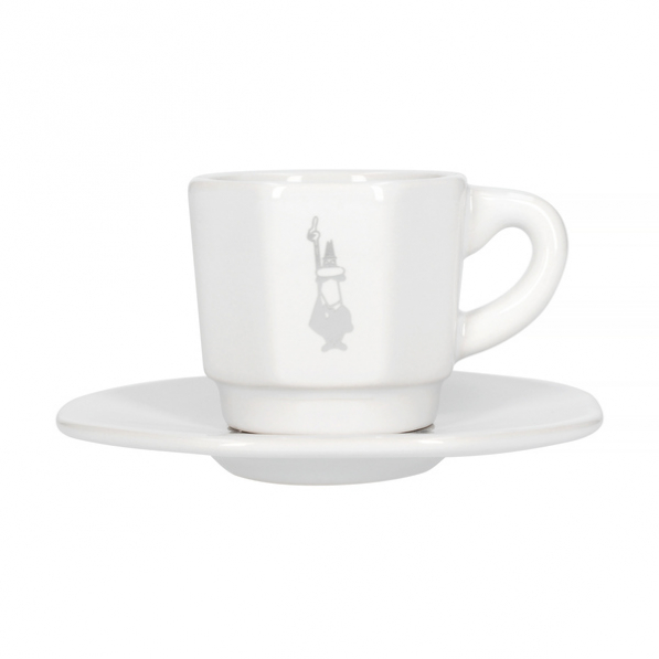 BIALETTI Perfetto Moka 75 ml białe - filiżanki do espresso porcelanowe ze spodkami