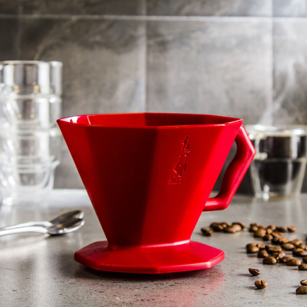 BIALETTI Pour Over 4 filiżanki czerwony - dripper / filtr do kawy plastikowy
