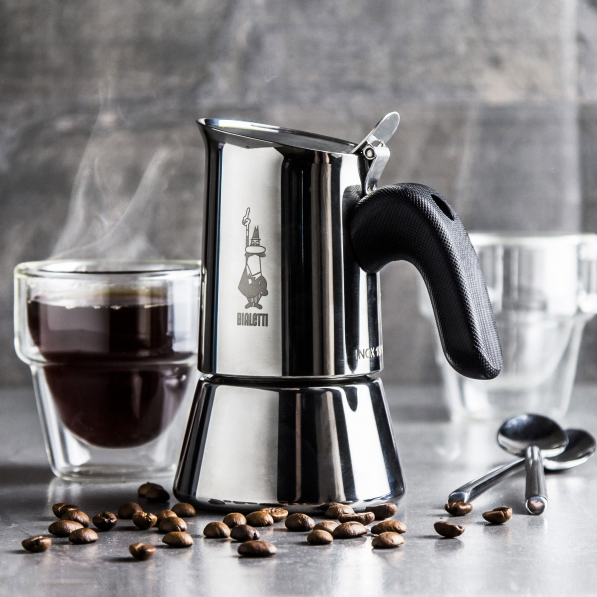 BIALETTI New Venus na 2 filiżanki espresso (2 tz) - kawiarka ze stali nierdzewnej ciśnieniowa