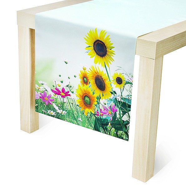 Bieznik na stół plamoodporny poliestrowy JEDEKA MILANO SUNFLOWERS ZIELONY 60 x 120 cm