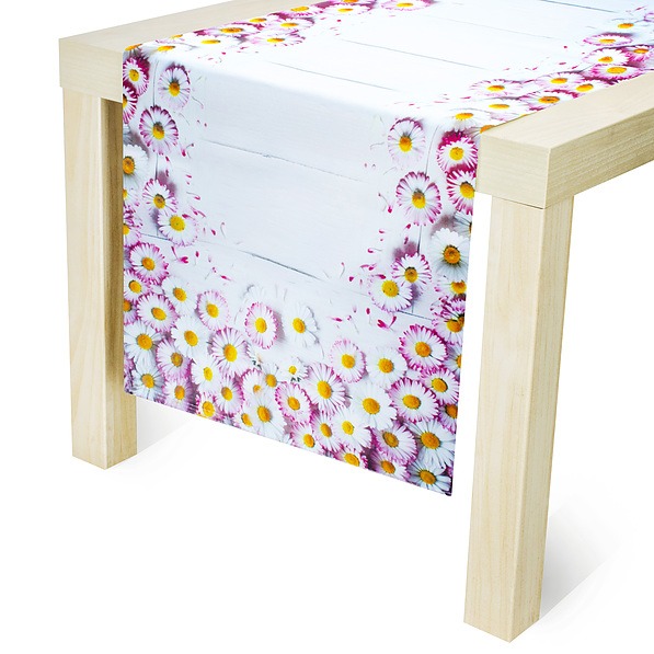 Bieżnik na stół plamoodporny poliestrowy JEDEKA MILANO DAISY BIAŁY 40 x 140 cm