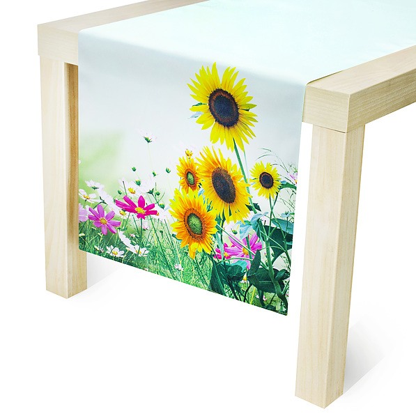 Bieżnik na stół plamoodporny poliestrowy JEDEKA MILANO SUNFLOWERS ZIELONY 40 x 140 cm