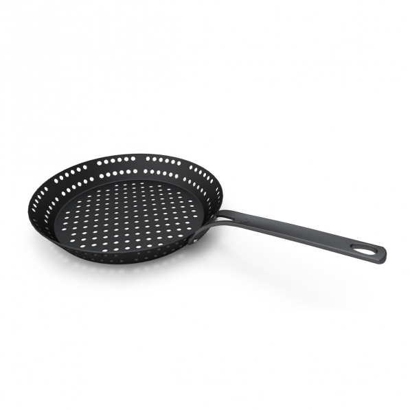 BK Grill 30cm czarna - patelnia na grilla perforowana stalowa