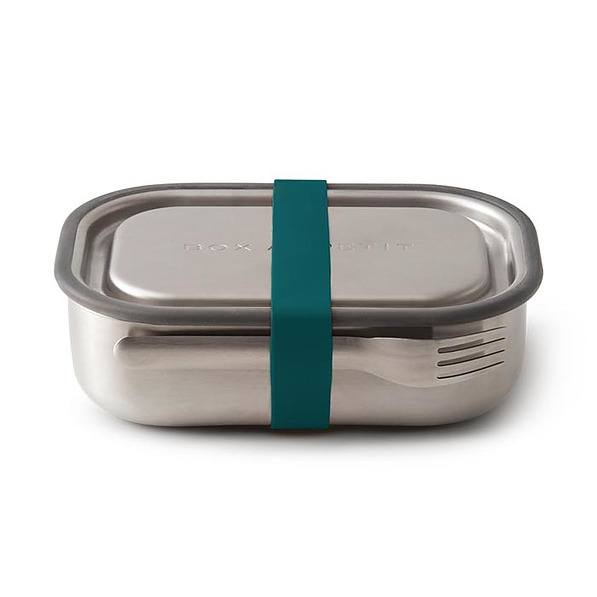 BLACK BLUM Box Appetit 3 w 1 steel morski - lunch box stalowy dwukomorowy z widelcem