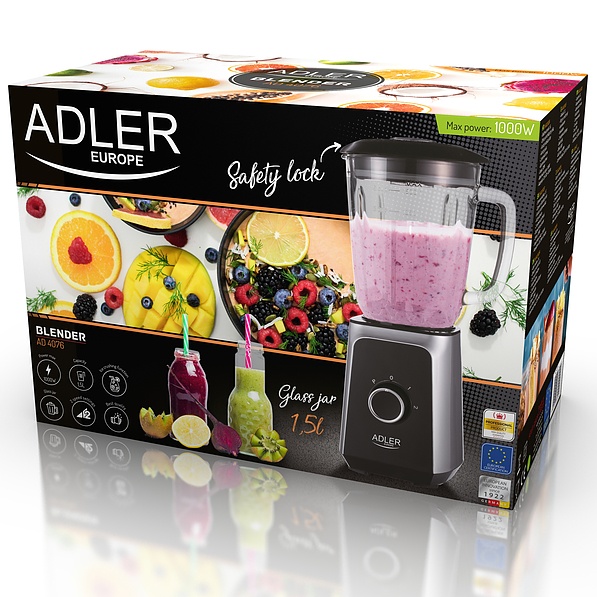 ADLER Fari 4076 1000 W czarny - blender kuchenny kielichowy szklany