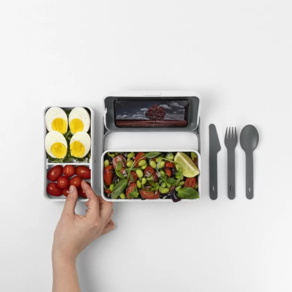BLIM+ Create Bauletto - lunch box / śniadaniówka ze sztućcami trzykomorowa