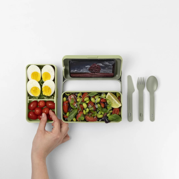 BLIM+ Create Bauletto - lunch box / śniadaniówka ze sztućcami trzykomorowa