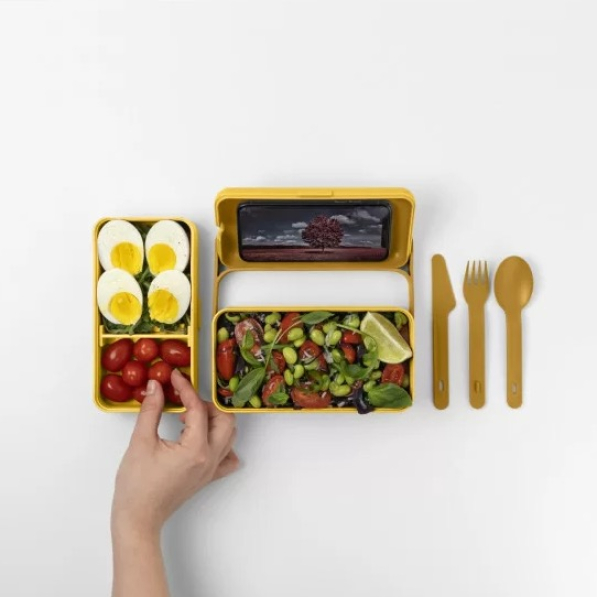 BLIM+ Create Bauletto - lunch box / śniadaniówka ze sztućcami trzykomorowa