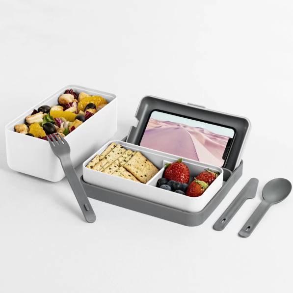 BLIM+ Create Bauletto - lunch box / śniadaniówka ze sztućcami trzykomorowa