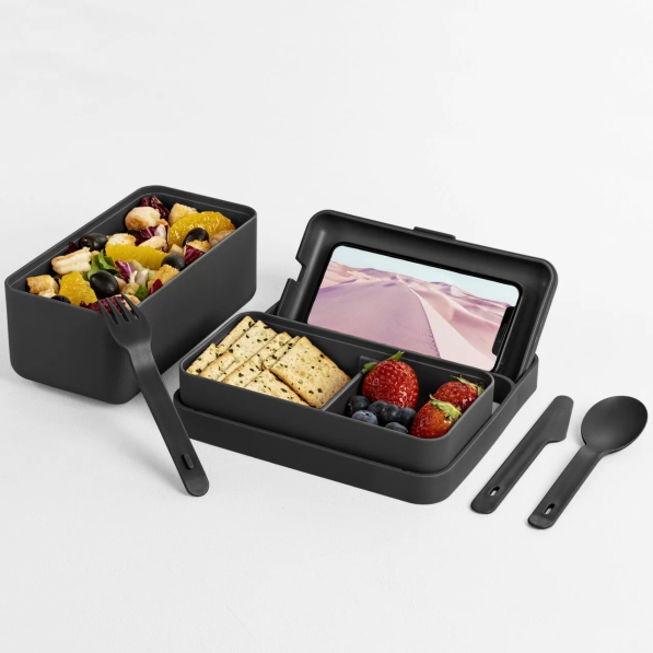 BLIM+ Create Bauletto - lunch box / śniadaniówka ze sztućcami trzykomorowa