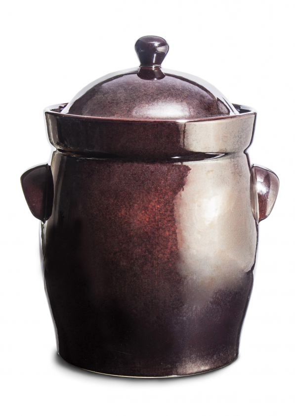 BOLESŁAWIEC GU-1915 DEK. ZM 15 l brązowa - beczka do kiszenia kapusty i ogórków ceramiczna z kołnierzem wodnym i pokrywką
