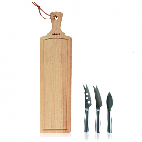BOSKA Amigo 44 x 11 cm - deska do serwowania serów i przekąsek drewniana z nożami 