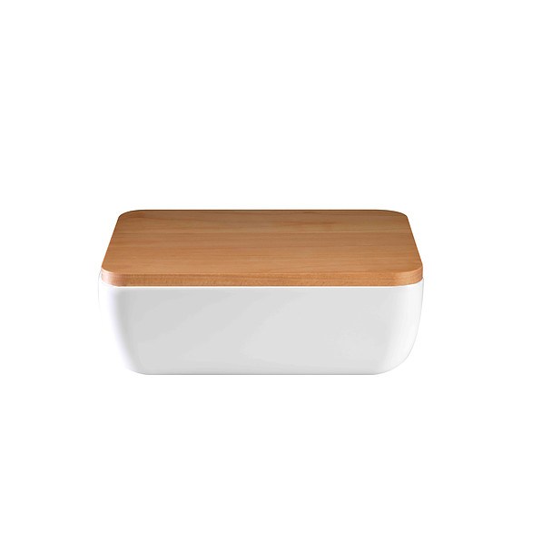 BRABANTIA 25,5 x 20 cm biały (L810003) - chlebak porcelanowy z deską do krojenia