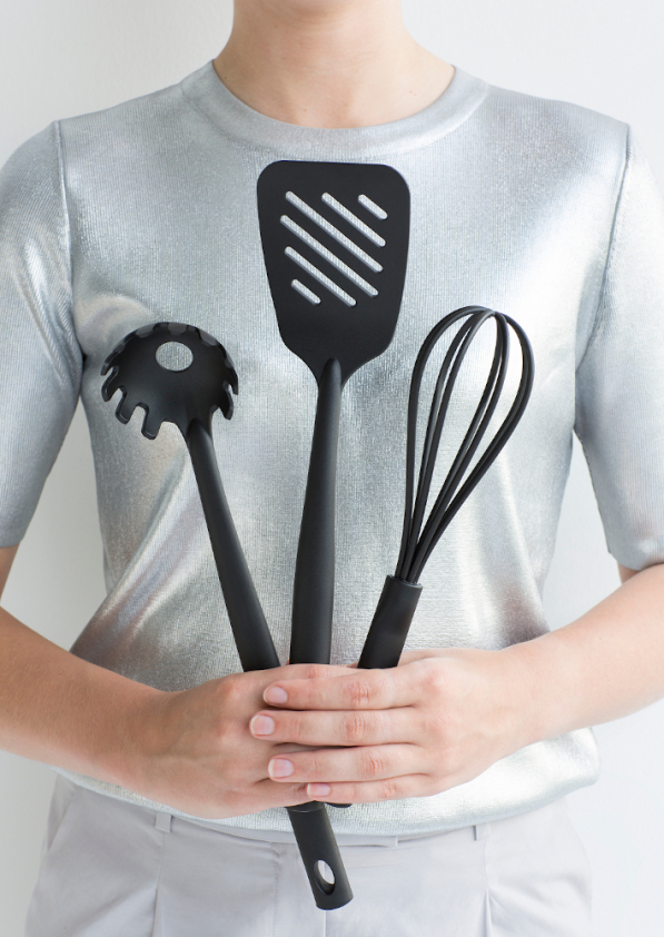 BRABANTIA Black Line 27,6 cm czarna - trzepaczka / rózga kuchenna do jajek nylonowa