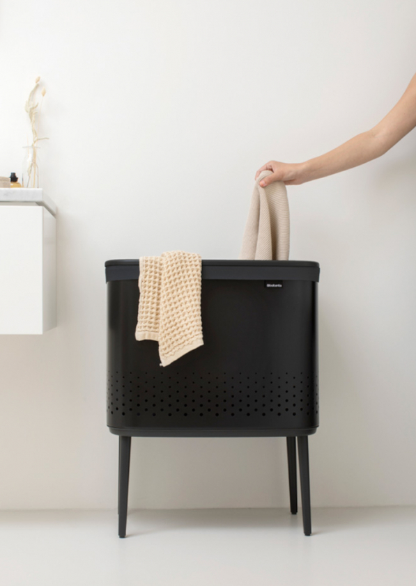 BRABANTIA Bo Laundry Bin 60 l matt czarny - brudownik / kosz na pranie i bieliznę ze stali nierdzewnej