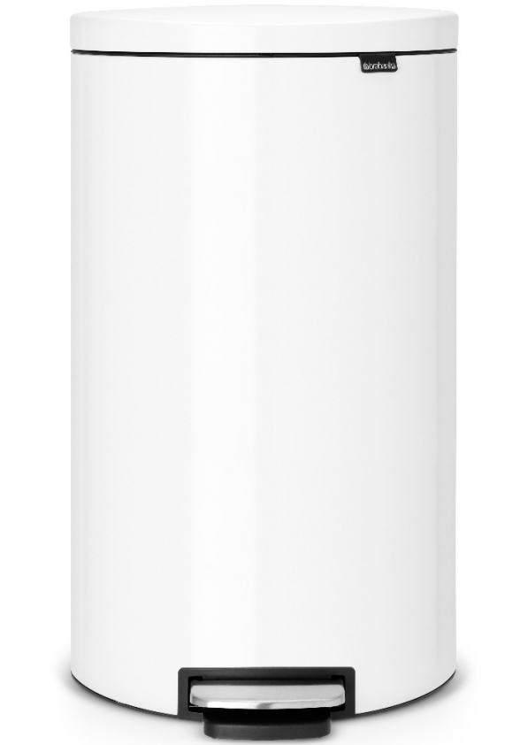 BRABANTIA Flatback biały 30 l (485206) - kosz na śmieci ze stali nierdzewnej z pedałem