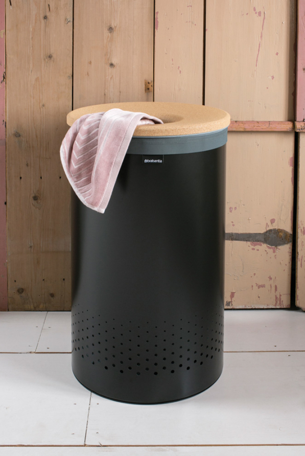 BRABANTIA Nature 60 l czarny - brudownik / kosz na pranie i bieliznę ze stali nierdzewnej