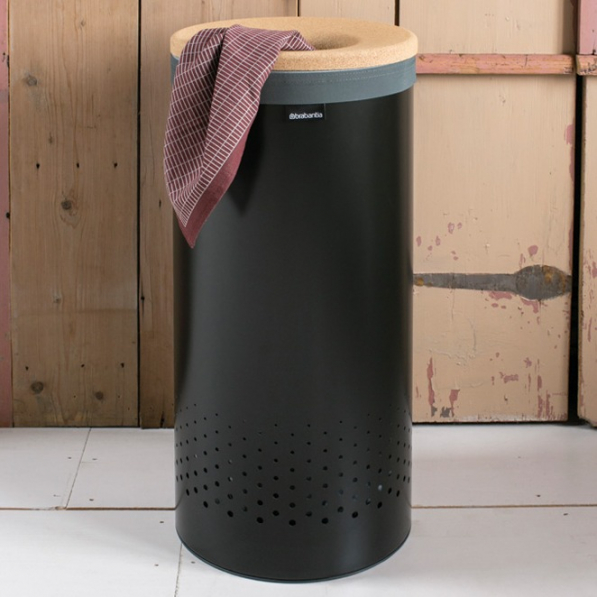 BRABANTIA Nature 35 l czarny - brudownik / kosz na pranie i bieliznę ze stali nierdzewnej