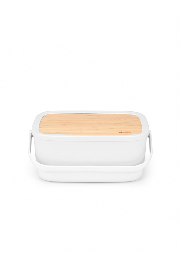 BRABANTIA Nic Bread Bin 39,5 x 25,5 cm szary - chlebak plastikowy z deską do krojenia 