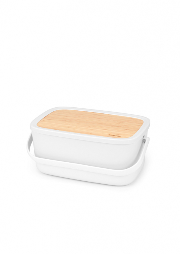 BRABANTIA Nic Bread Bin 39,5 x 25,5 cm szary - chlebak plastikowy z deską do krojenia 