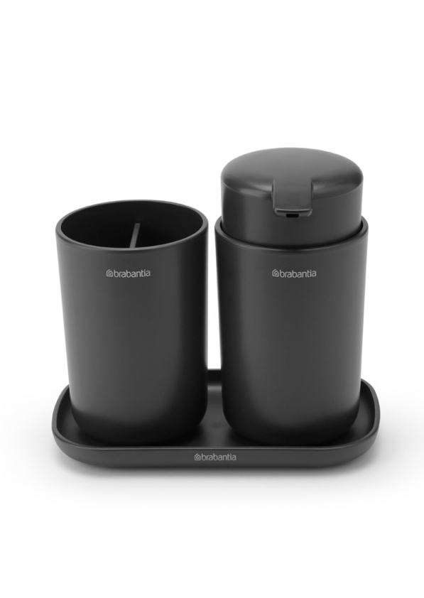 BRABANTIA ReNew 3 el. czarny - zestaw łazienkowy plastikowy 