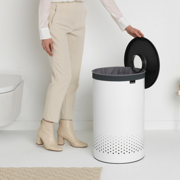 BRABANTIA Selector 35 l biały - brudownik / kosz na pranie i bieliznę ze stali nierdzewnej