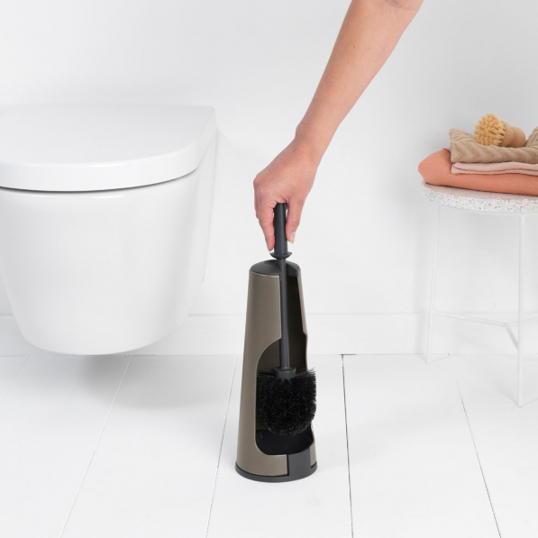 BRABANTIA ReNew platynowa - szczotka do wc z pojemnikiem plastikowym