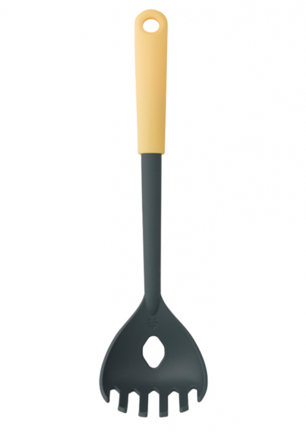 BRABANTIA Tasty Plus żółta 30,8 cm - łyżka do makaronu / spaghetti nylonowa z miarką