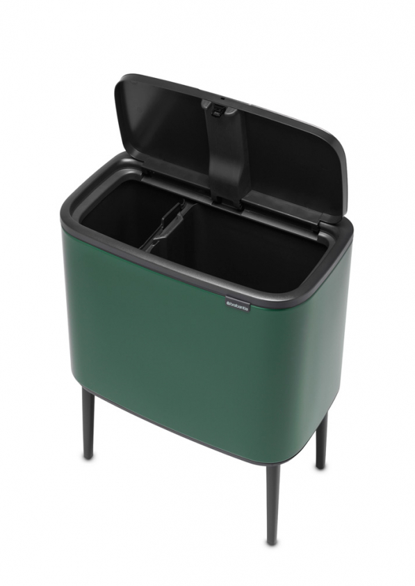 BRABANTIA Touch Bin Bo 11 l + 23 l ciemnozielony - kosz do segregacji śmieci ze stali nierdzewnej