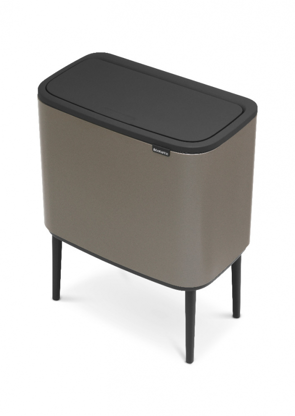 BRABANTIA Touch Bin Bo 11 + 23 l platynowy - kosz do segregacji śmieci stalowy dwukomorowy