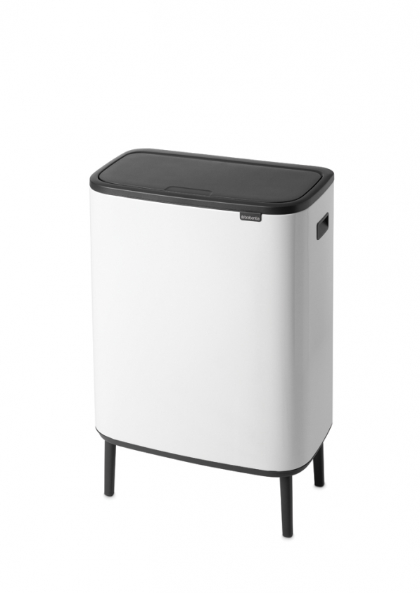 BRABANTIA Touch Bin Bo 2 x 30 l biały - kosz do segregacji śmieci stalowy dwukomorowy