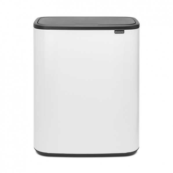 BRABANTIA Touch Bin Bo 2 x 30 l biały - kosz do segregacji śmieci ze stali nierdzewnej dwukomorowy dotykowy