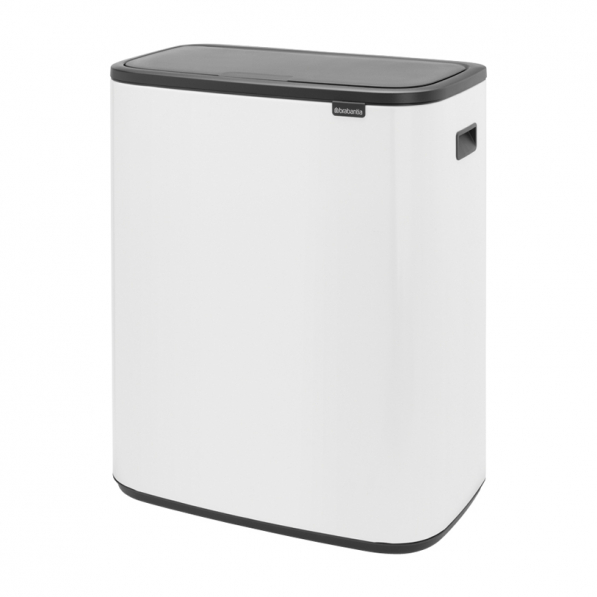 BRABANTIA Touch Bin Bo 2 x 30 l biały - kosz do segregacji śmieci ze stali nierdzewnej dwukomorowy dotykowy