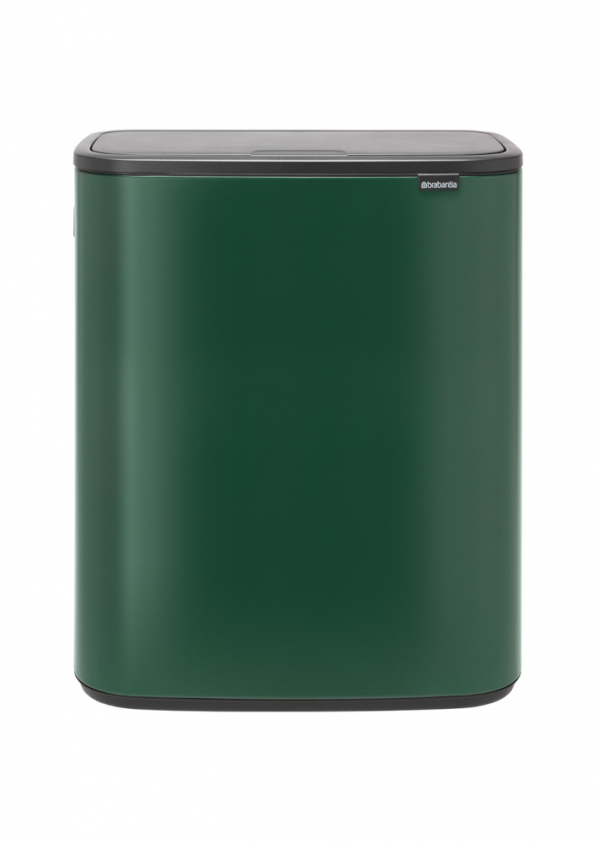 BRABANTIA Touch Bin Bo 2 x 30 l ciemnozielony - kosz do segregacji śmieci stalowy dwukomorowy