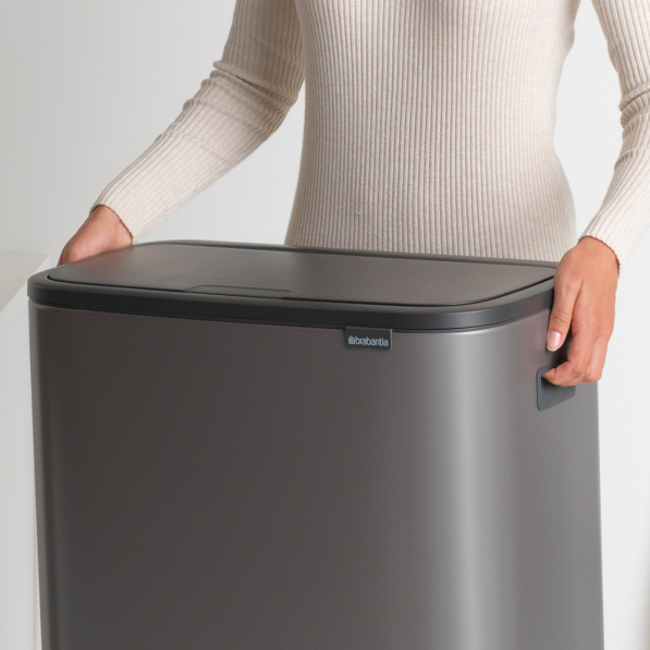 BRABANTIA Touch Bin Bo 2 x 30 l platynowy - kosz do segregacji śmieci ze stali nierdzewnej dwukomorowy