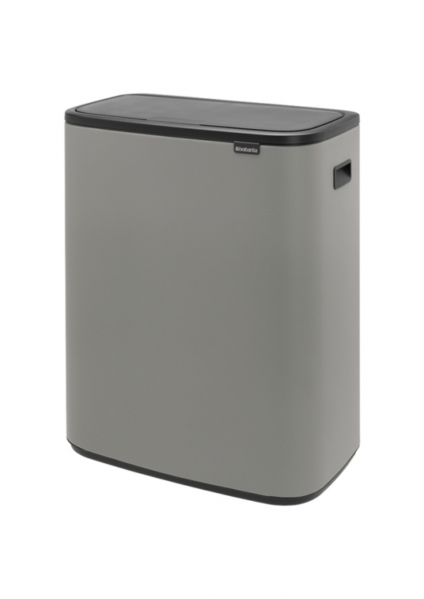 BRABANTIA Touch Bin BO 2 x 30 l szary - kosz do segregacji śmieci stalowy dwukomorowy